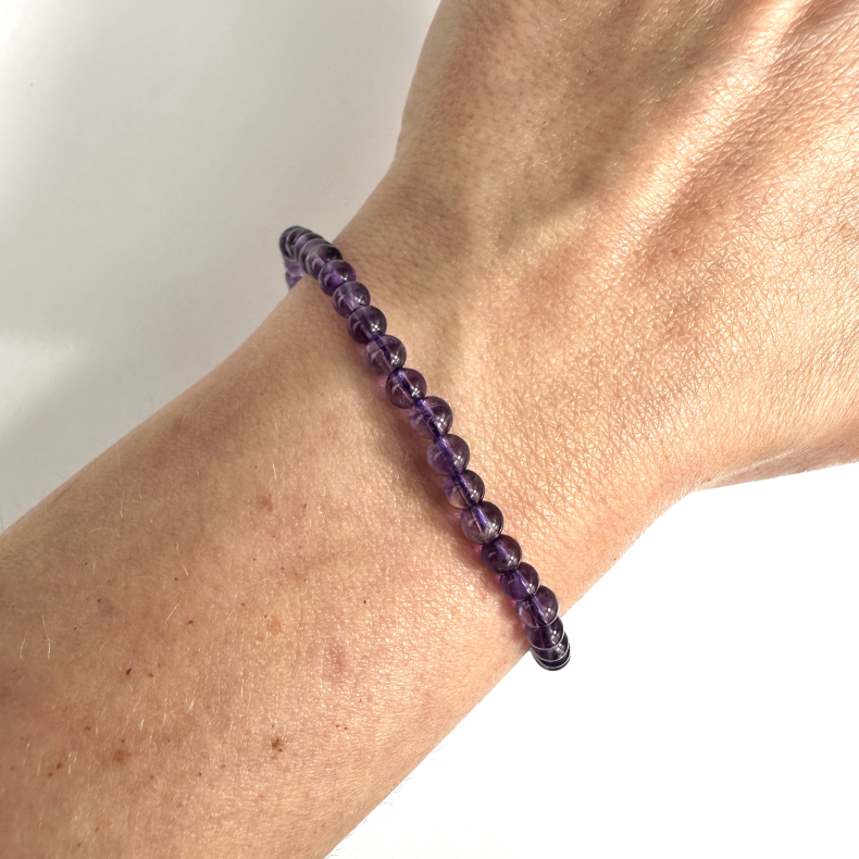 Ametyst armbnd, 4 mm perler 