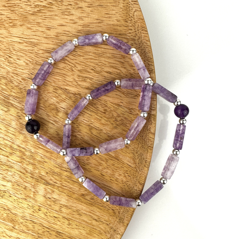 Ametyst armbnd, aflange perler