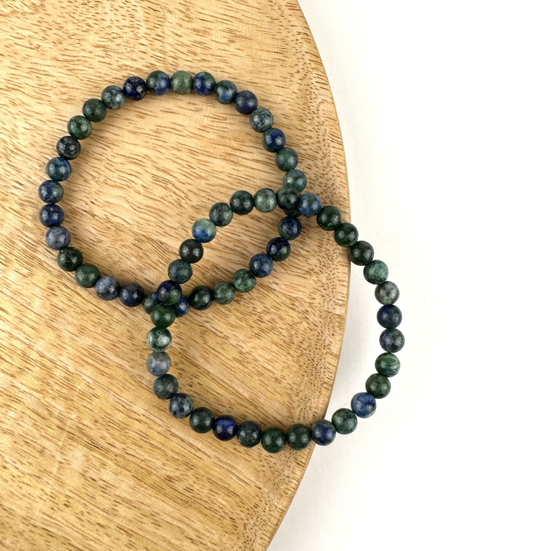 Azurit Malakit armbnd, 6 mm perler