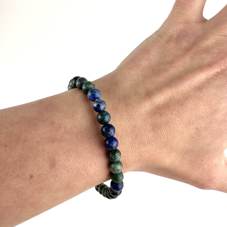 Azurit Malakit armbnd, 6 mm perler