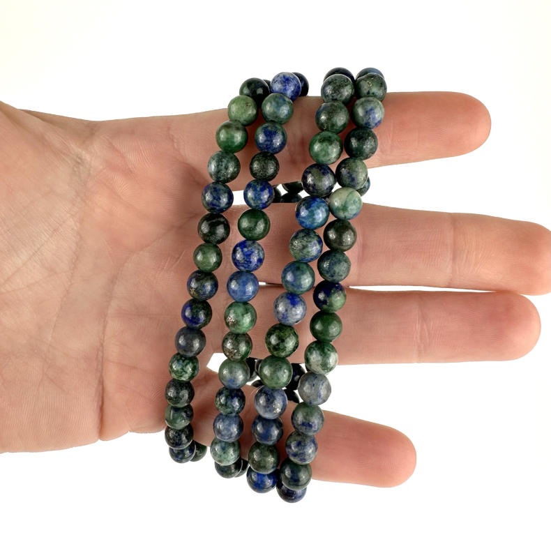 Azurit Malakit armbnd, 6 mm perler