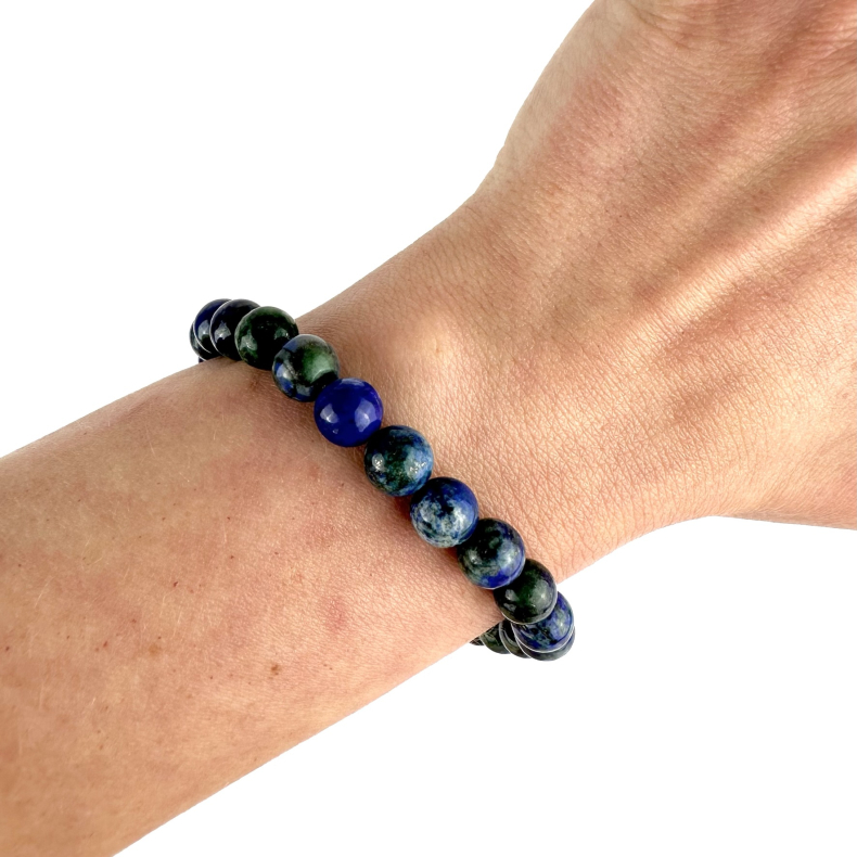 Azurit Malakit armbnd, 8 mm perler