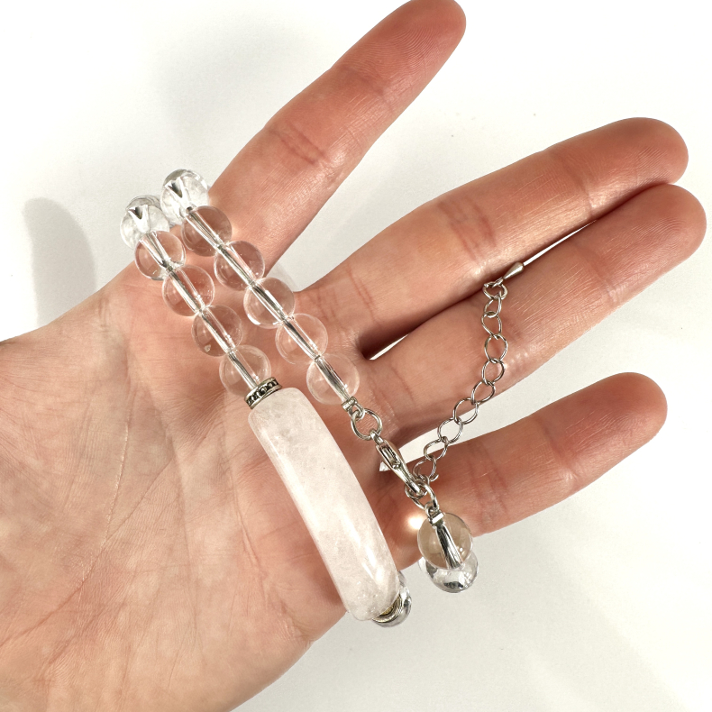 Bjergkrystal justerbart armbnd m ls, 8 mm perler