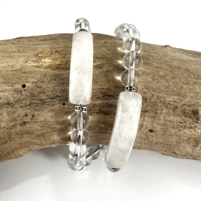 Bjergkrystal justerbart armbnd m ls, 8 mm perler