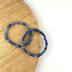 Bl Kvarts armbnd, 6 mm perler