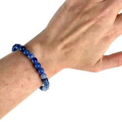 Bl Kvarts armbnd, 6 mm perler