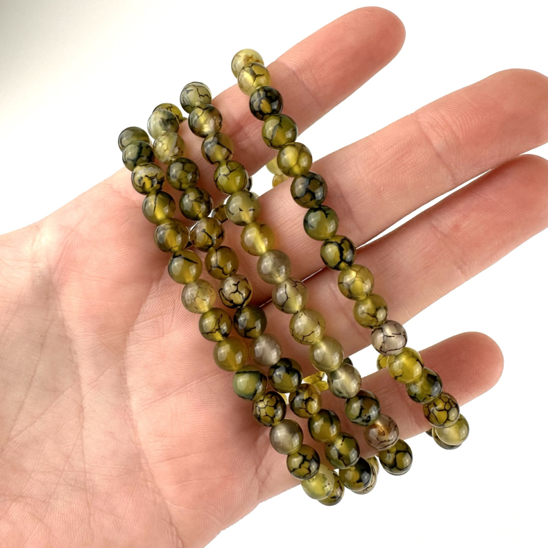 Drage vein Agat armbnd, 6 mm perler