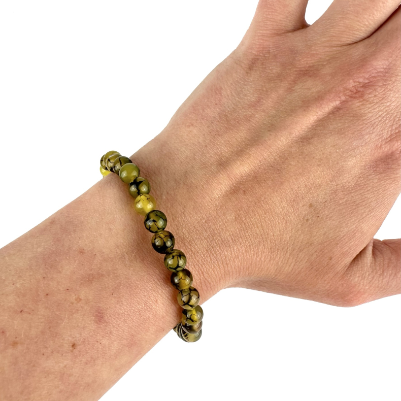 Drage vein Agat armbnd, 6 mm perler