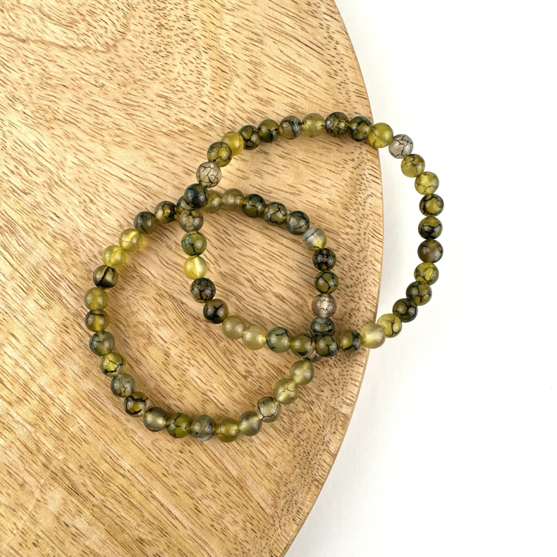 Drage vein Agat armbnd, 6 mm perler