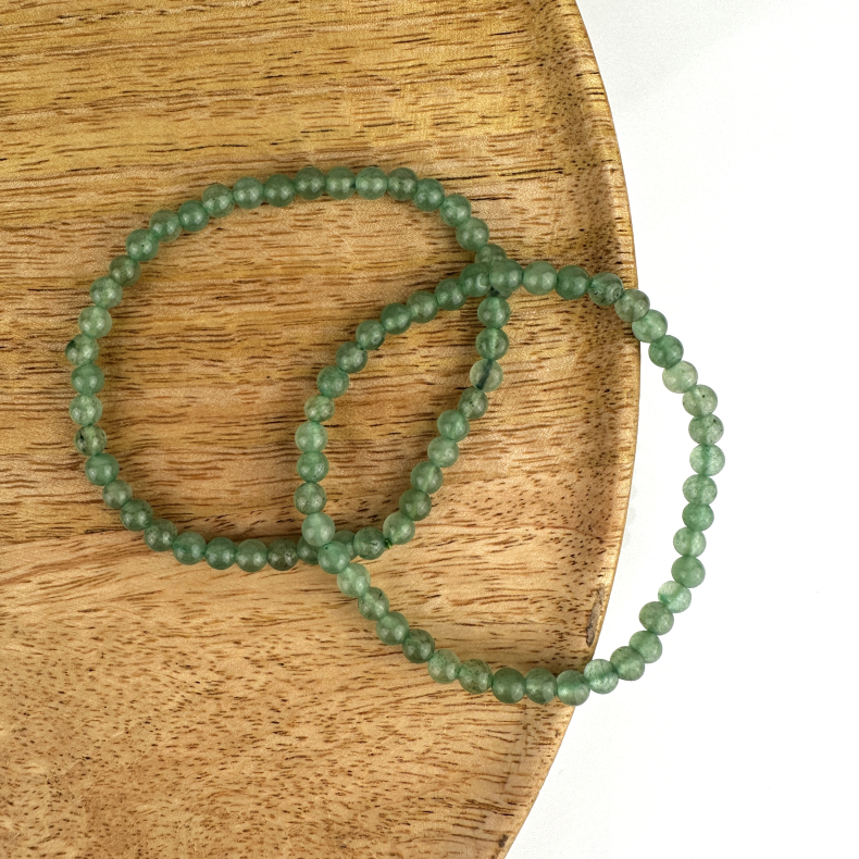 Grn Aventurin armbnd, 4 mm perler