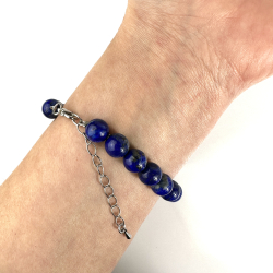 Lapis Lazuli justerbart armbnd m. ls, 8 mm perler