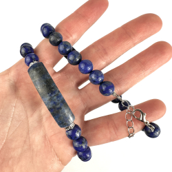 Lapis Lazuli justerbart armbnd m. ls, 8 mm perler
