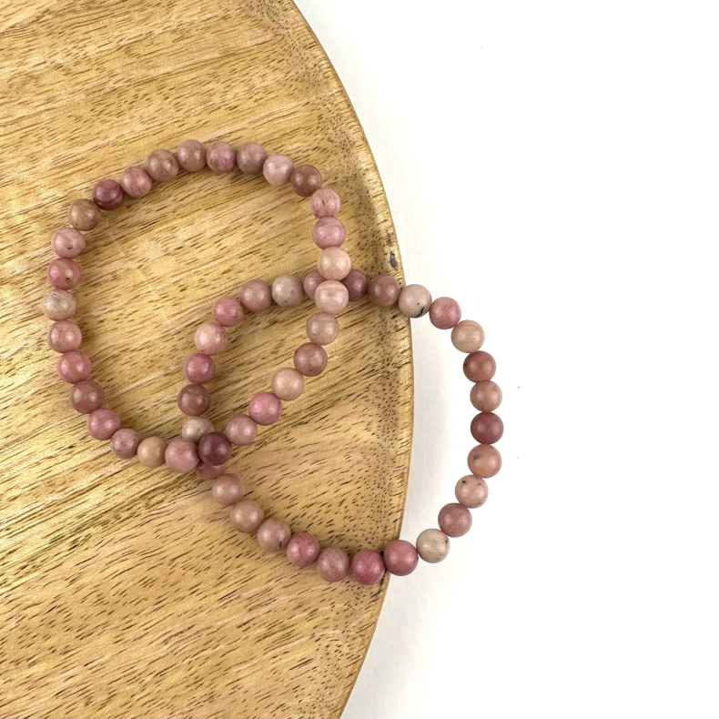 Rhodonit armbnd, 6 mm perler