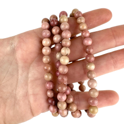Rhodonit armbnd, 6 mm perler