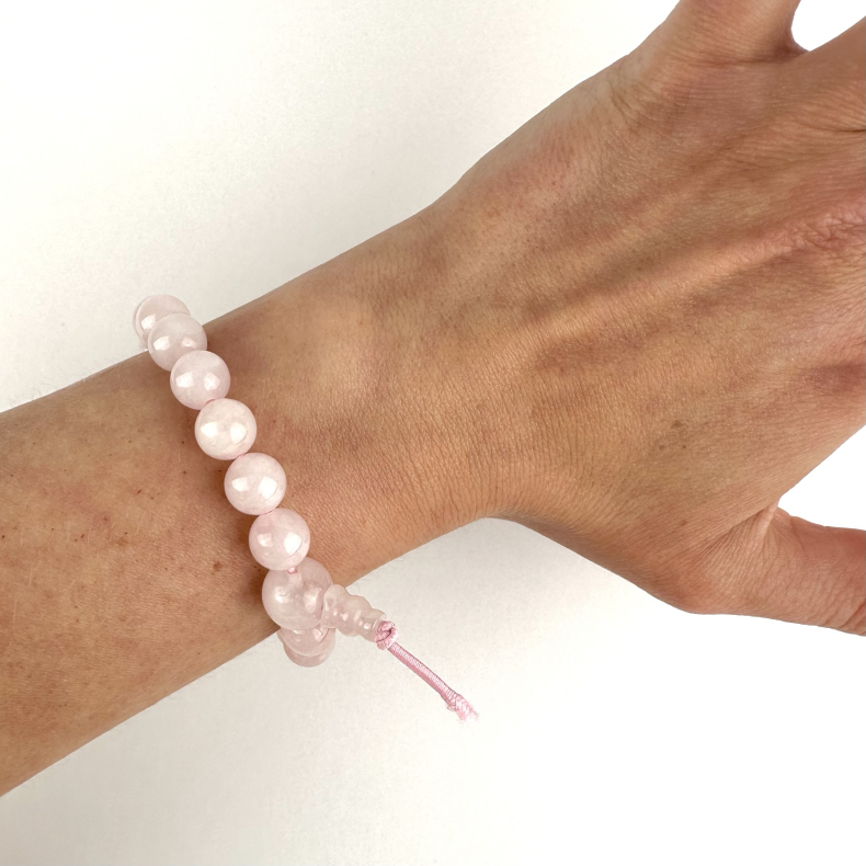 Rosakvarts armbnd, 8 mm perler