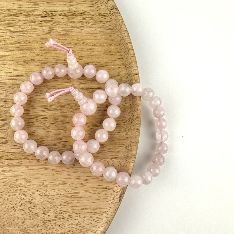 Rosakvarts armbnd, 8 mm perler