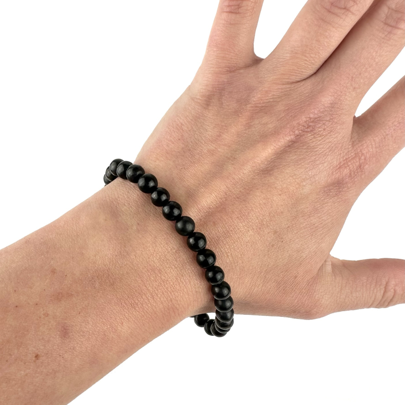 Schungit armbnd, 6 mm perler