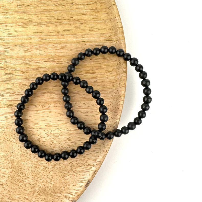 Schungit armbnd, 6 mm perler