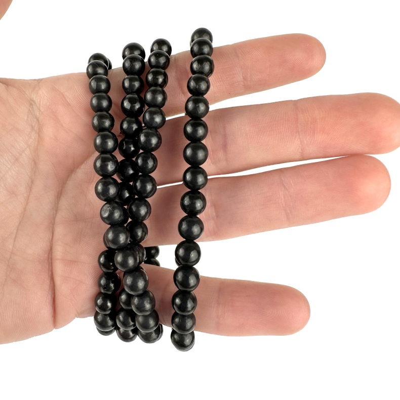 Schungit armbnd, 6 mm perler