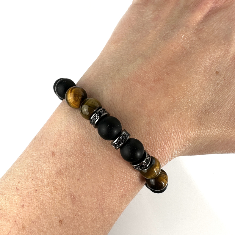 Tigerje justerbart armbnd, 8 mm perler