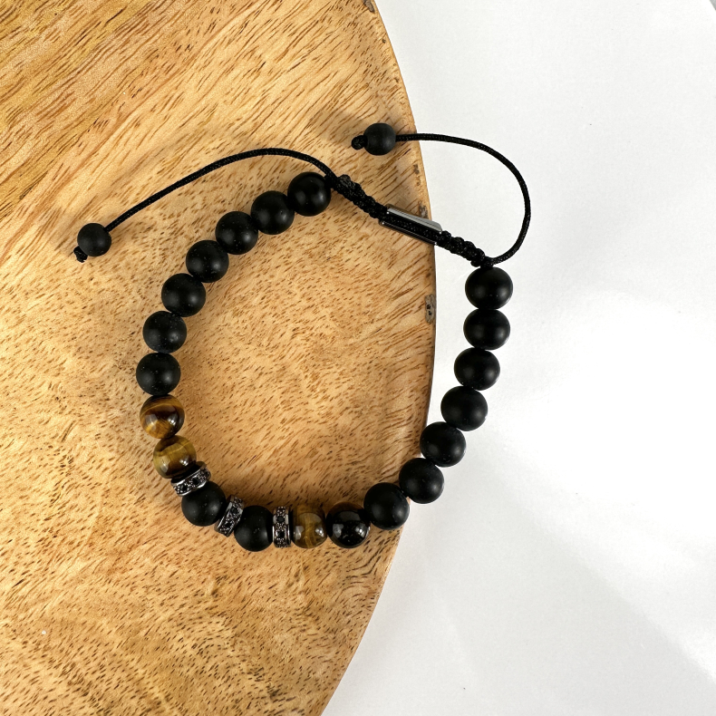 Tigerje justerbart armbnd, 8 mm perler