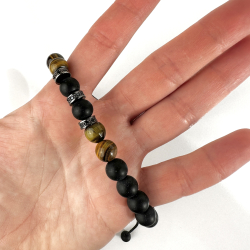 Tigerje justerbart armbnd, 8 mm perler