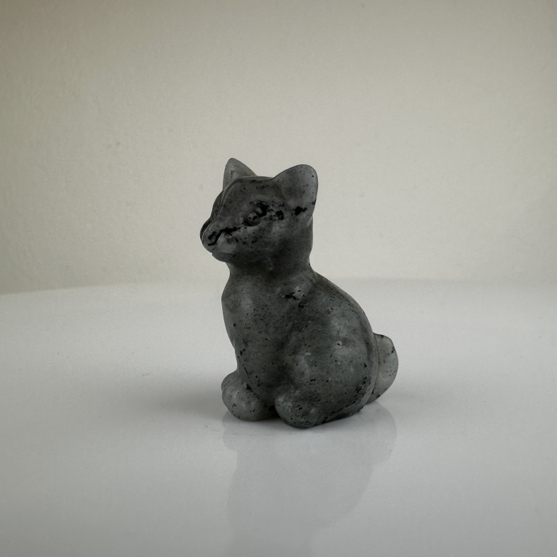 Labradorit, siddende kat 