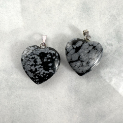 Snefnug Obsidian Hjerte Vedhng 