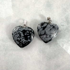 Snefnug Obsidian Hjerte Vedhng 