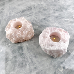 Rosakvarts lysestage, R