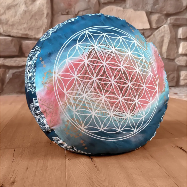 Meditationspude Indigo m. Rosakvarts og Ametyst