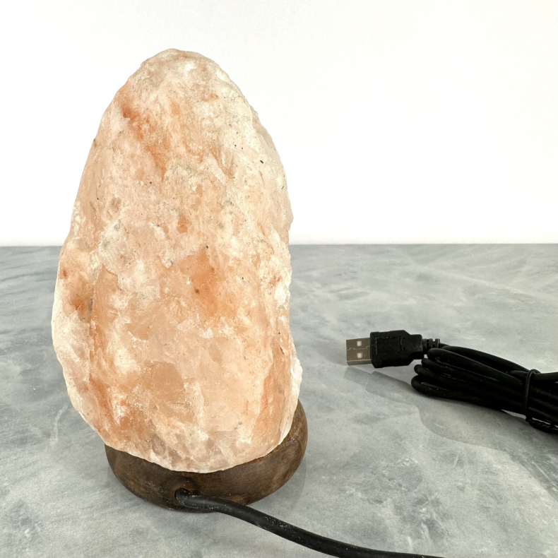 Saltlampe med USB, 1 kg, pink lys