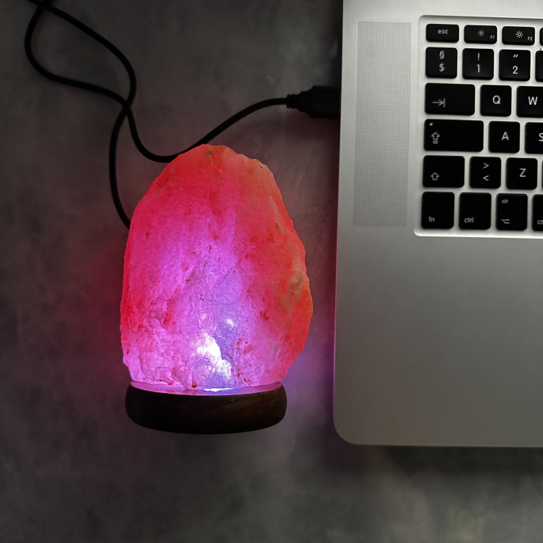 Saltlampe USB,1 kg i pink