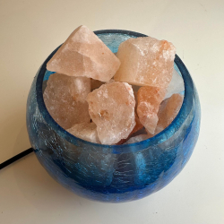 Bl Glas Skl med Lys og Salt 