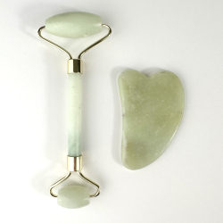 Gua sha/face roller grn jade 
