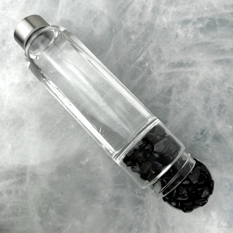 Vandflaske m. Sort Obsidian