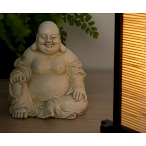 Happy Buddha, sitting hvid 