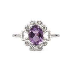 Ametyst Sten i s�lv ring 
