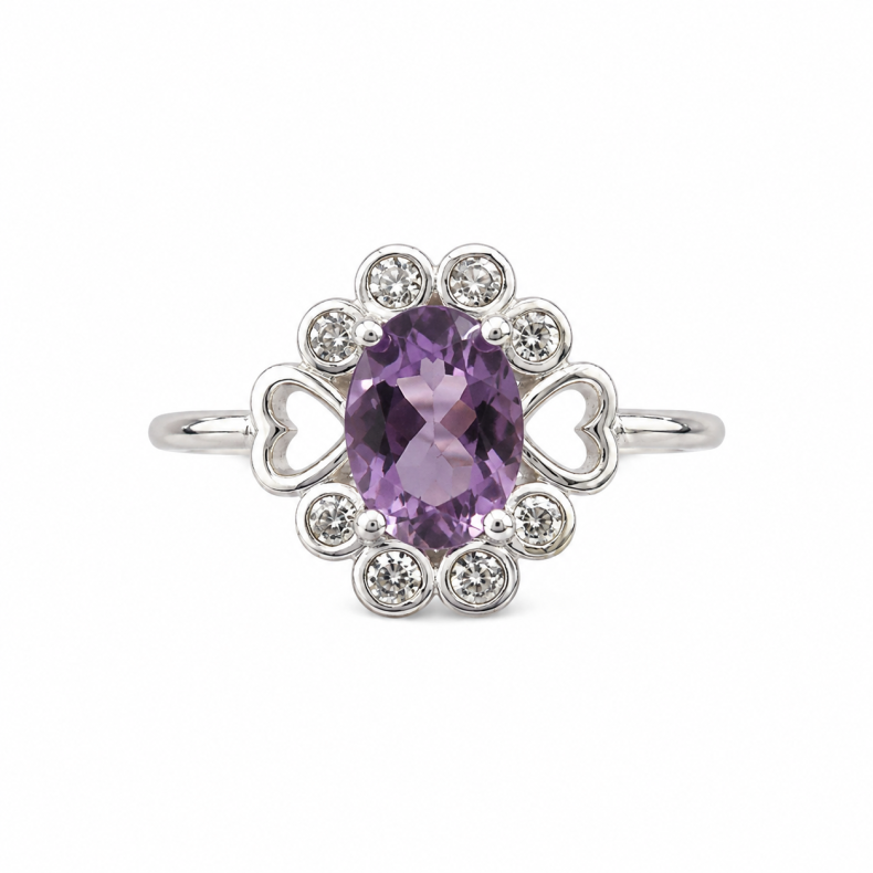 Ametyst Sten i s�lv ring 