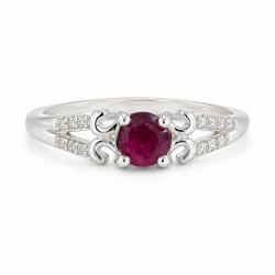 Rubin sten i s�lv ring 