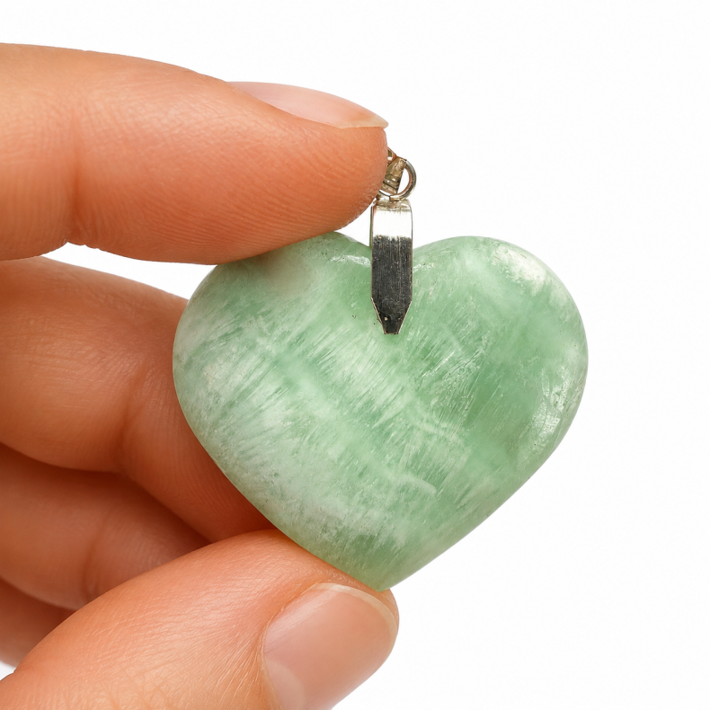 Pistacie Calcit Hjerte vedh�ng 