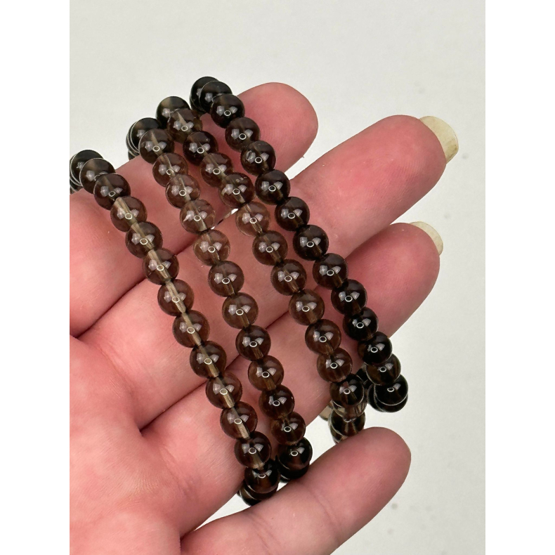 Rgkvarts armbnd, 6 mm perler