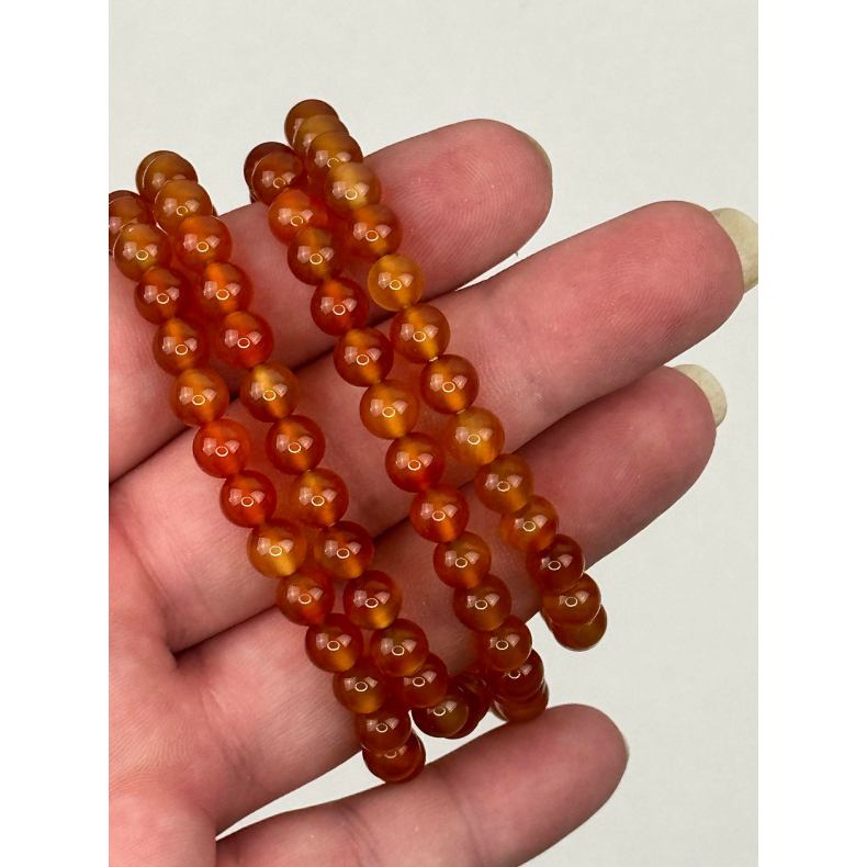 Karneol armbnd, 6 mm perler