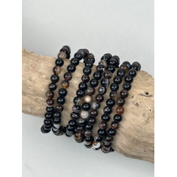 Sort Agat armbnd, 6 mm perler