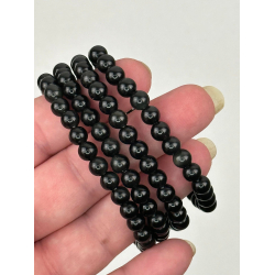 Sort Obsidian armbnd, 6 mm perler