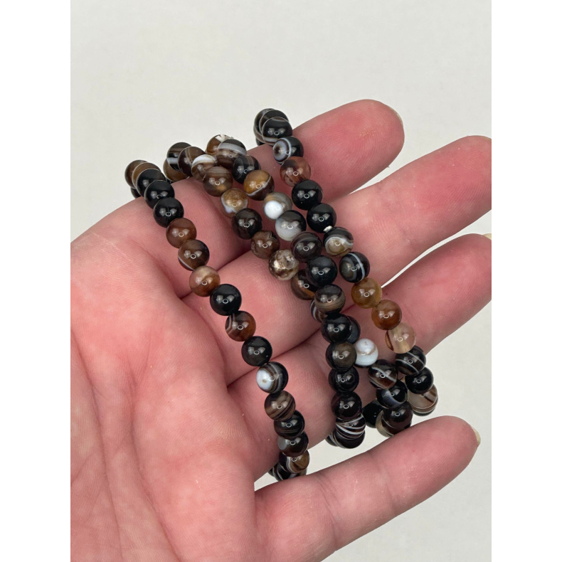 Sort Agat armbnd, 6 mm perler