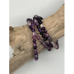 Lilla Fluorit armbnd, 6 mm perler