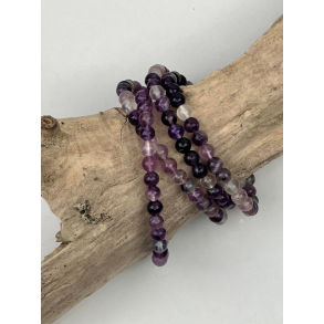 Lilla Fluorit armbnd, 6 mm perler