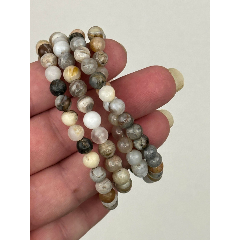 Hvid Agat armbnd, 8 mm perler