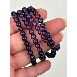 Ametyst armbnd, 6 mm perler